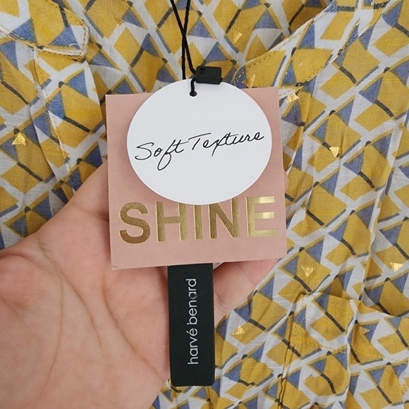 NWT Harve Benard Plus Soft Texture Yellow Gold Gray Blouse 3X - Picture 9 of 11